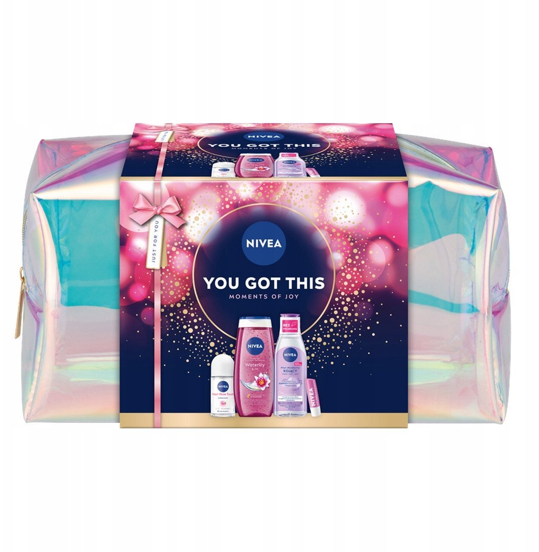 NIVEA_SET You Got This Moments Of Joy Shower Gel Waterlily & Oil żel pod prysznic 250ml + Płyn micelarny kojący dla cery wrażliwej i nadwrażliwej