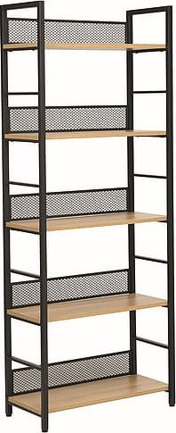 Signal Regał 5 półek na książki RAW R5 dąb/czarny loftowy