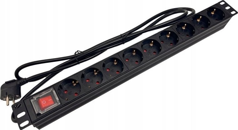 Alantec Listwa zasilająca 19" 230V - 9 gniazd (typu F - CEE 7/3 schuko), z wyłącznikiem LED, kabel 1,8m CEE 7/7 (PZ023)