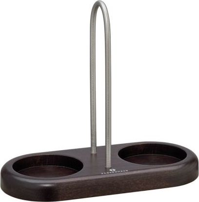 Młynek do przypraw Zassenhaus Bukowa podstawka pod młynki z uchwytem, 17x8x15 cm, śred.otworów 6 cm, ciemna