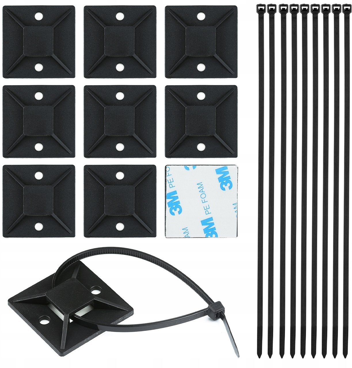 ORGANIZER DO KABLI UCHWYT 10 SZT TRYTYTKI KLEJ 3M
