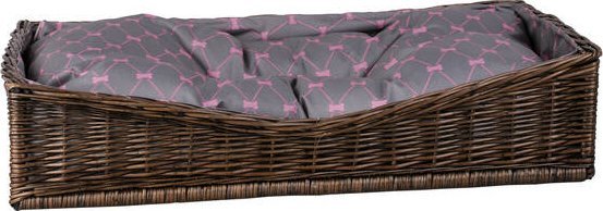 WickerPL Prostokątne legowisko dla psa z szarą poduszką 80X50 H10/19 CM