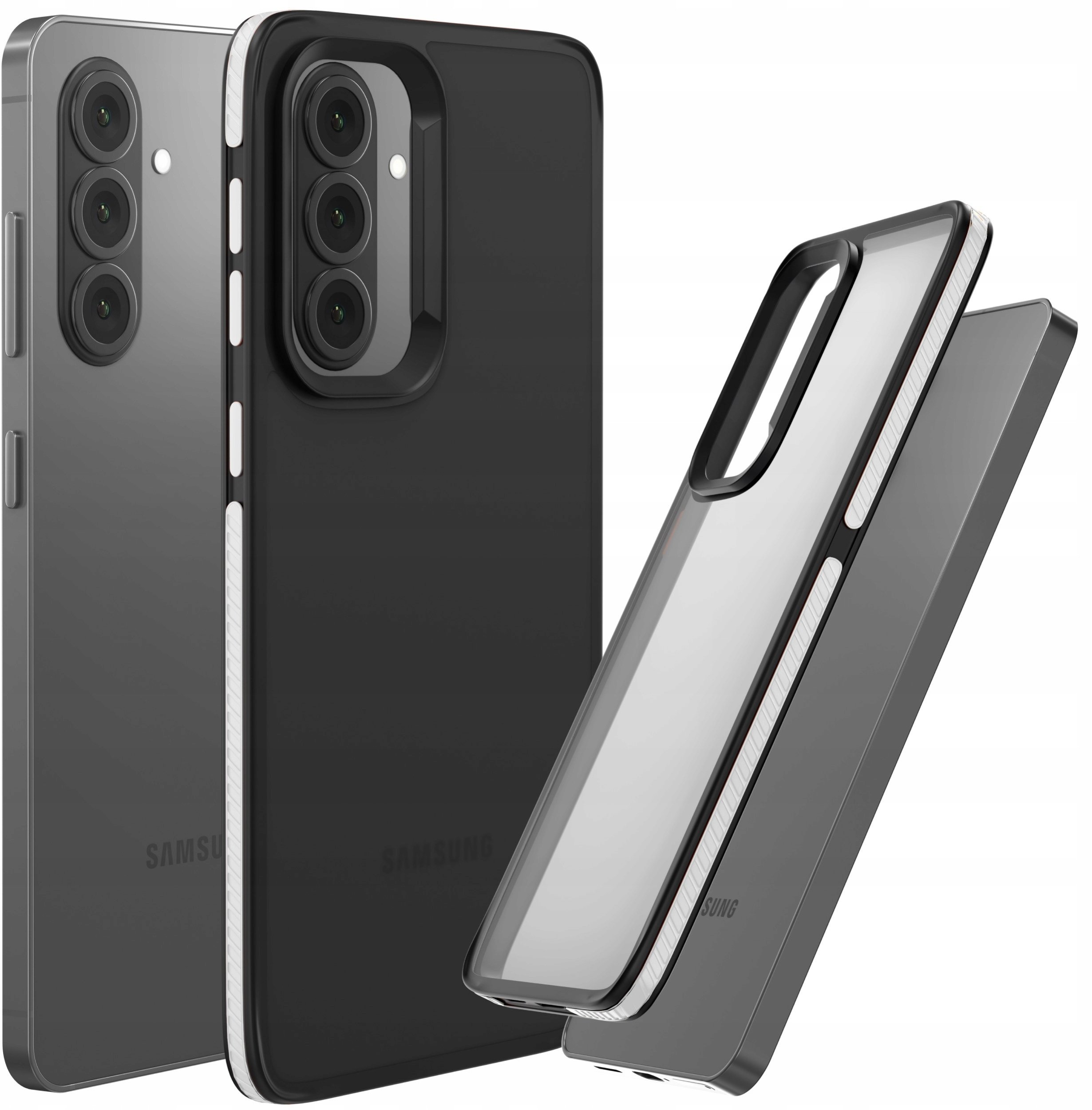 Etui Do Samsung Galaxy A56 (Matowe, Biała Ramka, Bumper, Plecki, Ochronne)