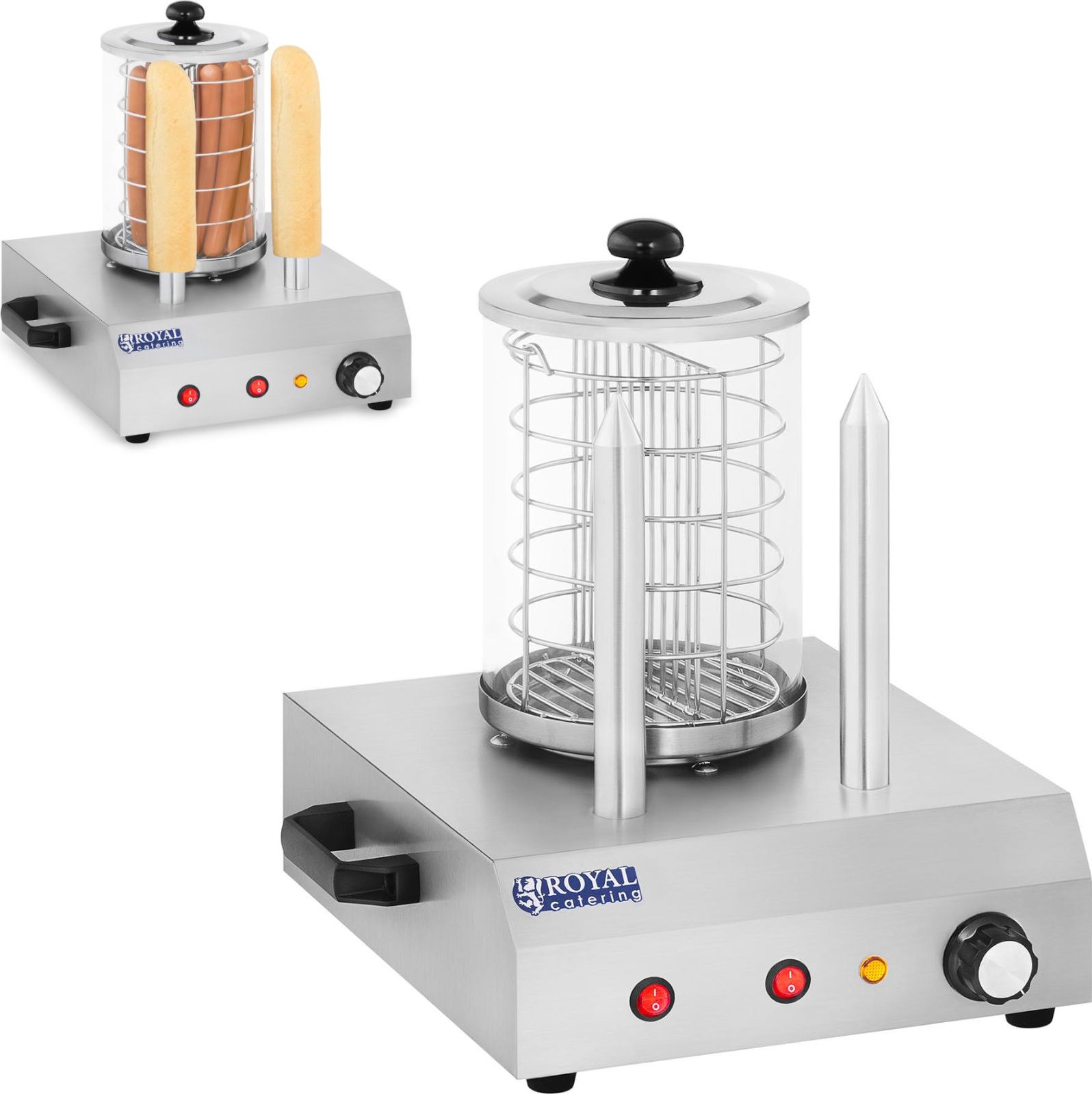 Royal Catering Podgrzewacz urządzenie do 30 hot dogów parówek 2 bułek Royal Catering RCHW-350-2 Podgrzewacz urządzenie do 30 hot dogów parówek 2 bułek
