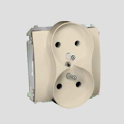 Kontakt-Simon Gniazdo podwójne Basic Moduł z/u i przesłoną 16A IP20 beżowe - BMGZ2MZ.01/12