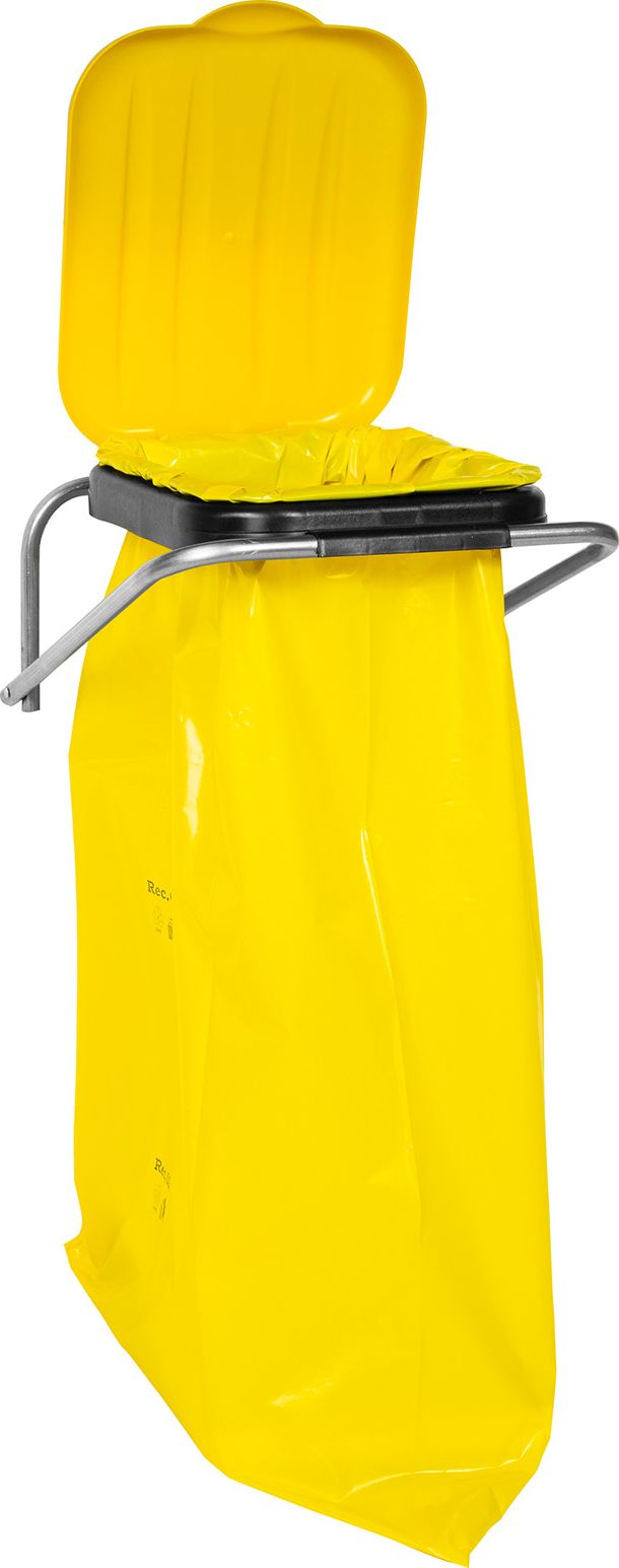 GSG Uchwyt ścienny wiszący do segregacji śmieci zółty - worki 120L