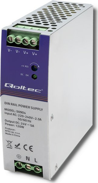 Qoltec Przemysłowy zasilacz na szynę DIN 24V 120W 5A