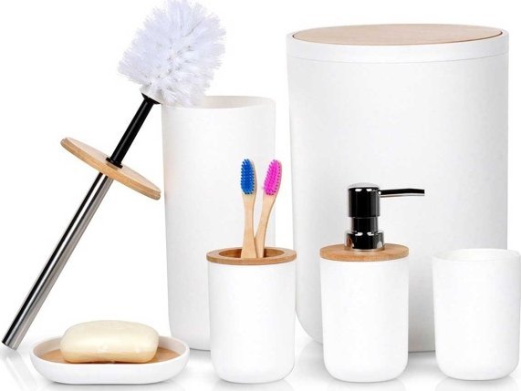 Vilde Zestaw łazienkowy 6 szt. biały (568054)