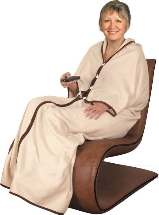 Home Life Telewizyjny koc z rękawami, pled, narzutka z polaru Beżowy