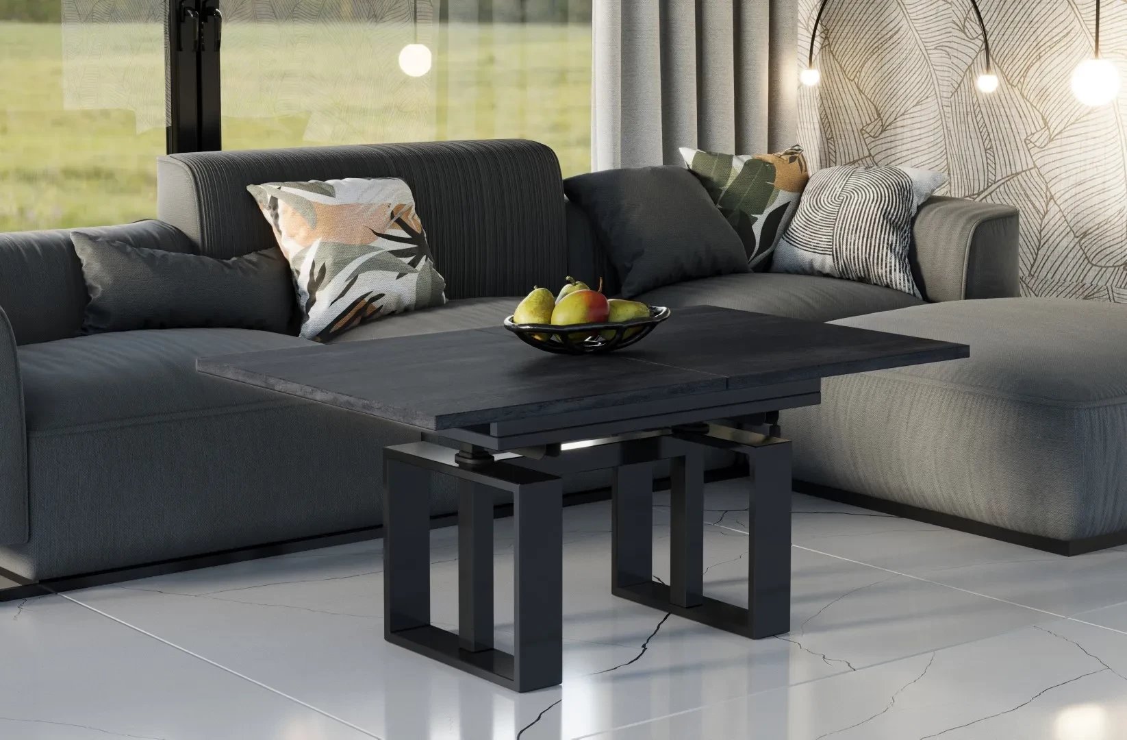 Ława rozkładana podnoszona EMPOLI 110(170)x65 beton ciemny ENDO