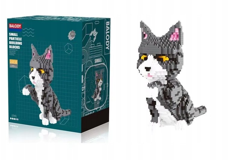 Klocki Konstrukcyjne KOTY Kot Szary 1300 elementów