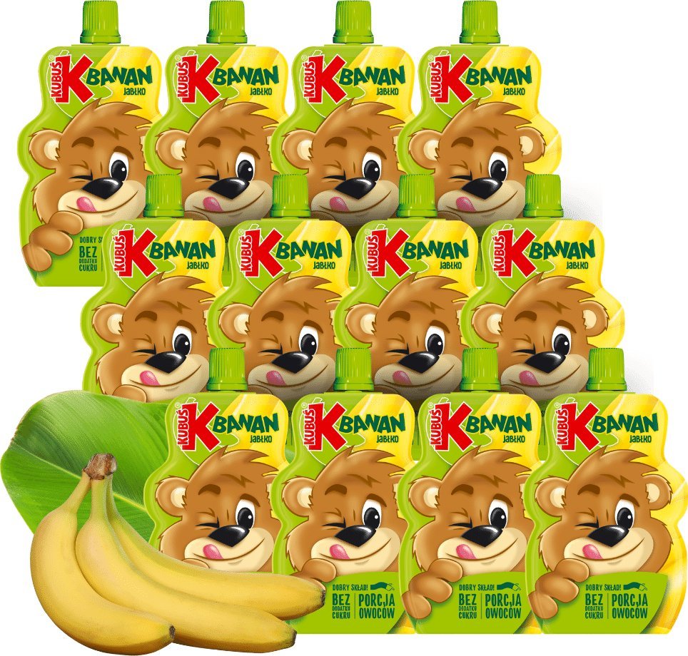 Kubuś KUBUŚ Mus 100% Banan Jabłko 100 g x 12 sztuk