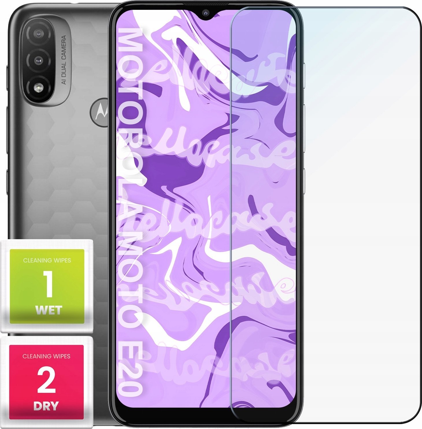 Hello Case Szkło Hartowane do Motorola Moto E20 (szybka 9H, płaskie 2.5D, ochronne)