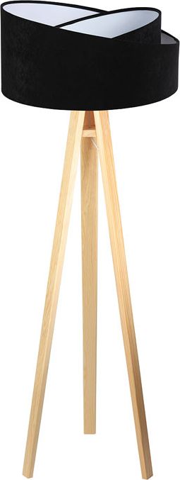 Lampa podłogowa Lumes Czarno-sosnowa lampa stojąca z abażurem - EXX251-Silja