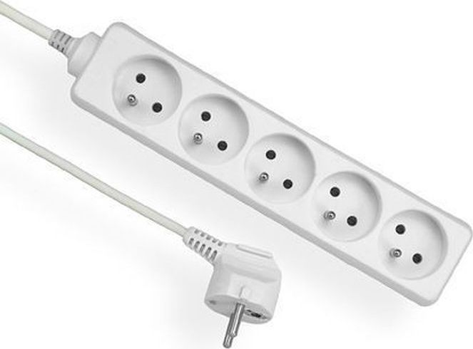 Elgotech EPS-503 PRZEDŁUŻACZ LISTWOWY 5X Z/U OKRĄGŁY KĄTOWA 3.0M OMY 3X1.0 BIAŁY - EPS-503