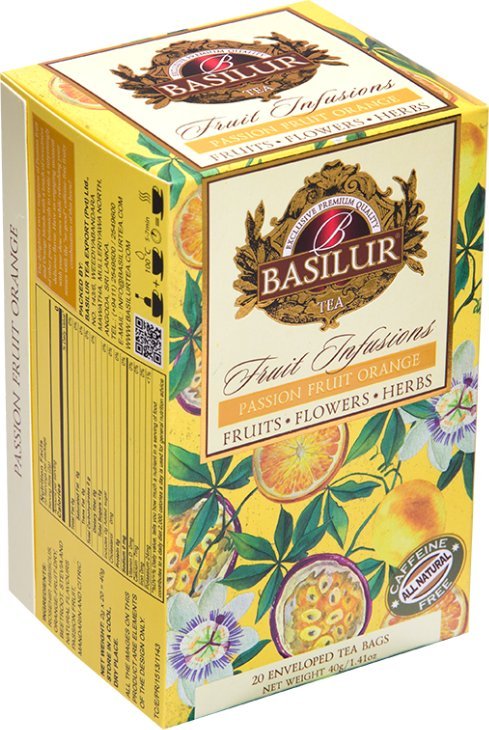 Basilur Basilur PASSION FRUIT ORANGE herbata owocowa MARAKUJA MANDARYNKA CYTRUSY bez kofeiny - 20 x 2 g