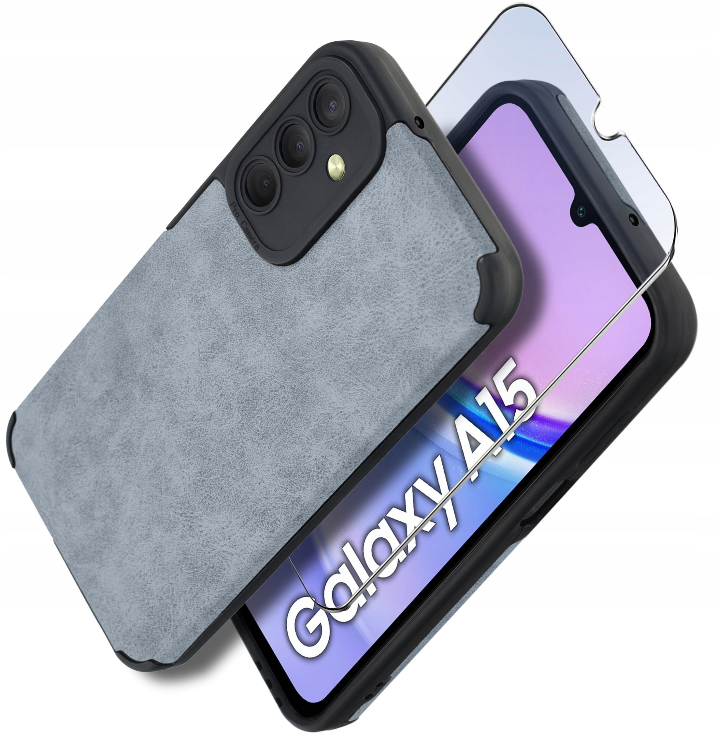 Etui do Samsung A15 5G silikonowe SKÓRZANE VINTAGE CASE + Szkło na ekran 9H