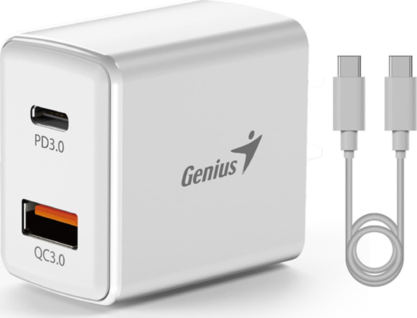 Ładowarka Genius Genius Zasilacz / sieciowy adapter 20W, 2-portowy, USB-C, USB-A, PD-20ACP