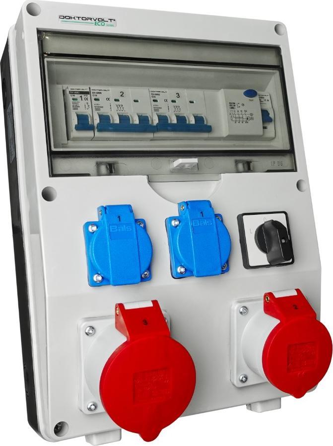 Doktorvolt Rozdzielnica budowlana ECO-S/FI 32A/5P 16A/5P 2x230V gniazda Bals Doktorvolt