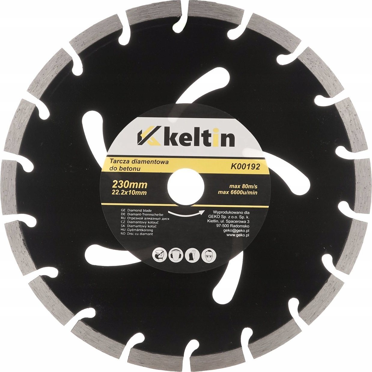 KELTIN Tarcza diamentowa do betonu 230x22,2x10mm Czarna KELTIN (25)