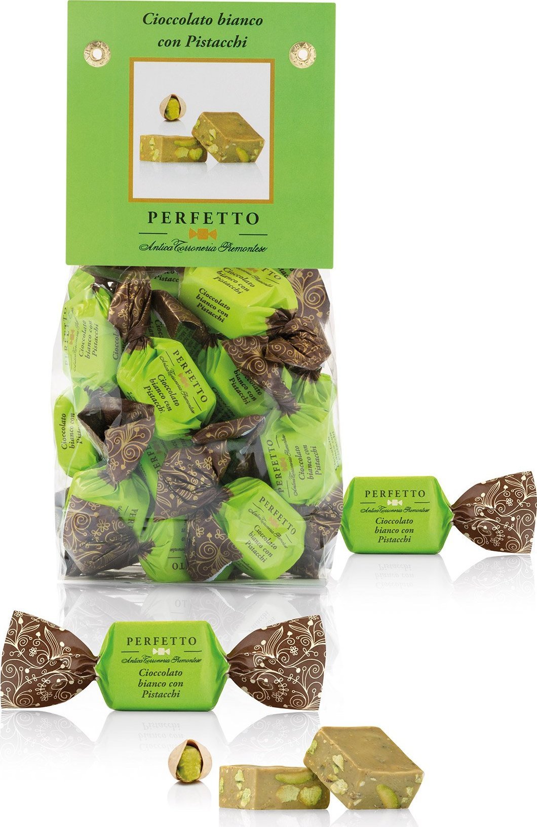 Antica Torroneria Piemontese Czekoladowe cukierki PERFETTO PISTACCHIO 150g