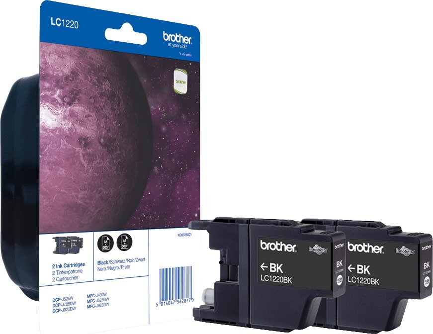 Brother LC1220BKBP2 nabój z tuszem 2 szt. Oryginalny Czarny