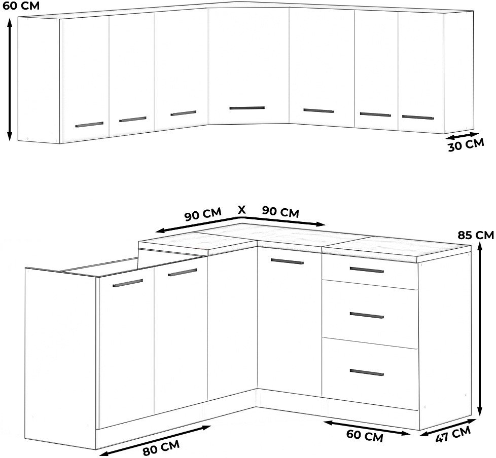 Kuchnia Modułowa Narożna Z Blatem 3.2m Duża Biała San Sebastian Biała Mat