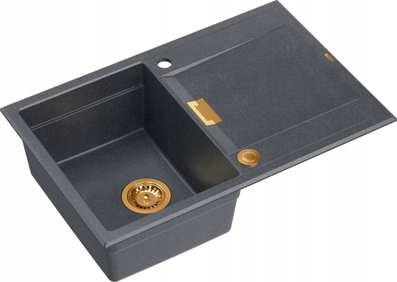 Zlewozmywak Owen OWEN 111 GraniteQ zlewozmywak z syfonem Push 2 Open 1-komorowy z/o (760x500x215; kom. 330x430) black diamond / elementy miedziane