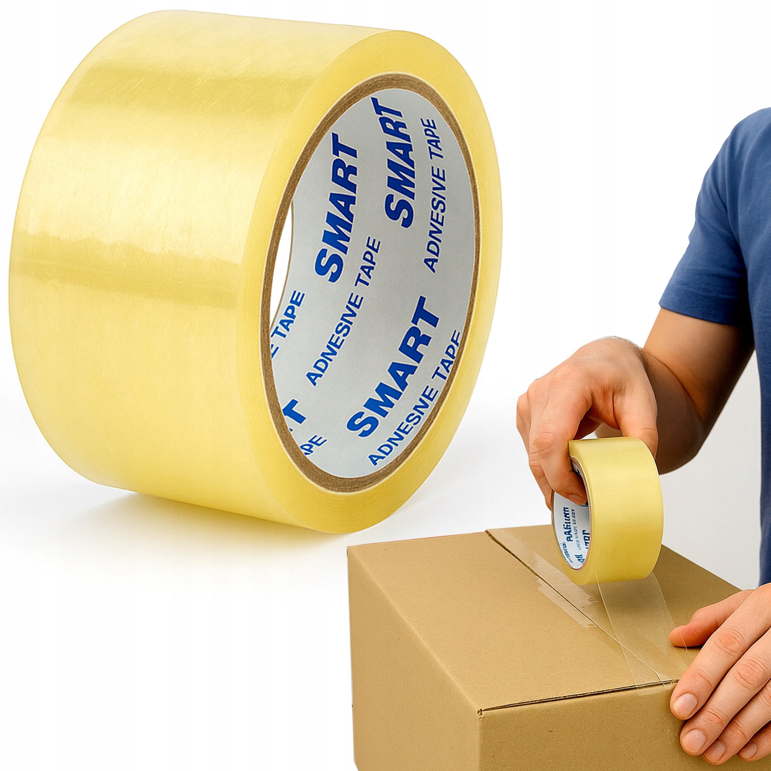 Taśma Pakowa Przezroczysta Bezbarwna Akrylowa Wytrzymała 48mm/50y SMART 45m