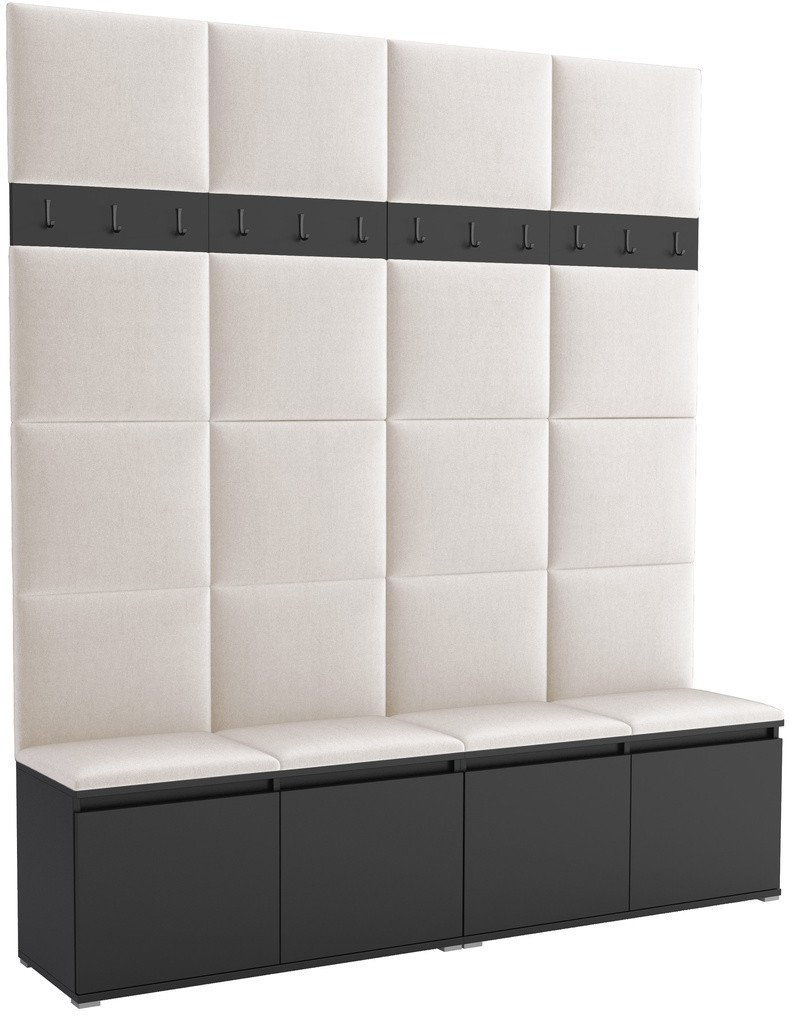 Tapicerowana garderoba Noris II - kolor czarny + tkanina Trinity 01