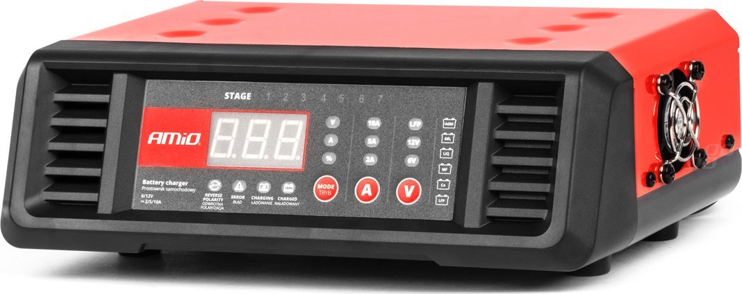 AMiO Prostownik cyfrowy stacjonarny 10a 6v 12v amio-04056
