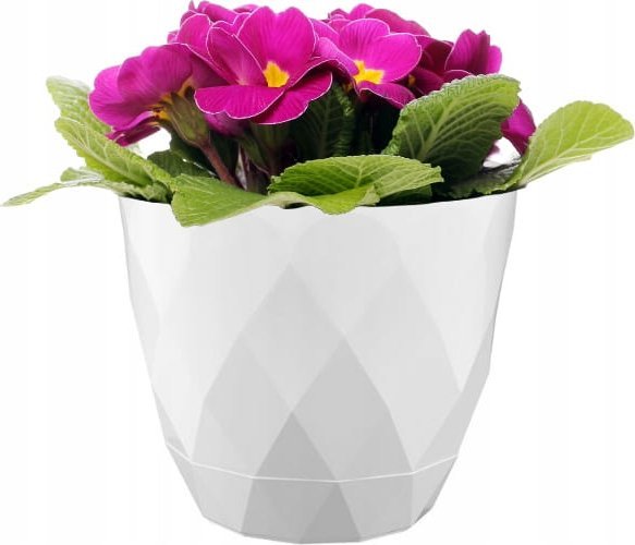 Osłonka biała tworzywo sztuczne 15,3x17,5cm doniczka z podstawką klasyczna