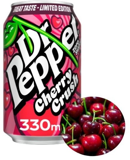 Napój gazowany Dr. Pepper zero sugar cherry crush o smaku wiśniowym z UK 330ml