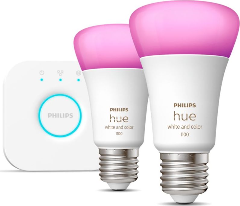 Philips Hue Zestaw startowy mostek + 2 x żarówka E27 9W RGBW (929002468810)