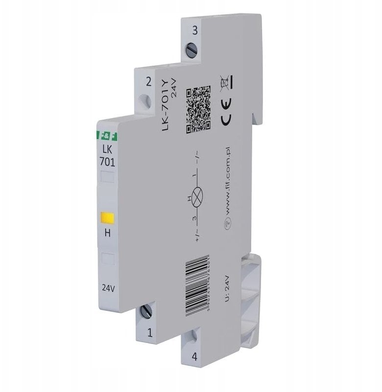 Lampka modułowa 1-fazowa żółta 12-48V AC/ 12-60V DC 1/2 modułu LK-701Y-24