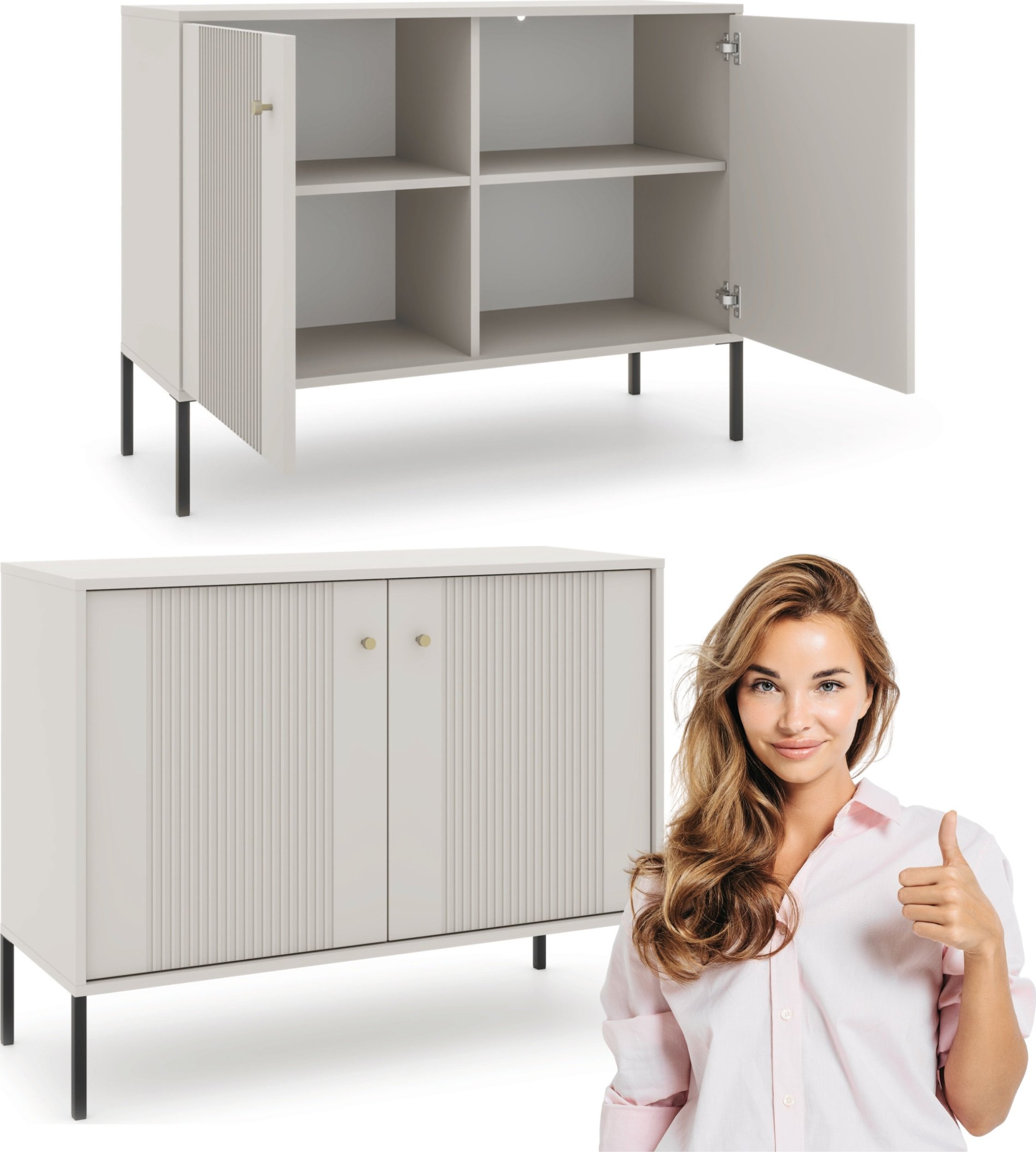 Komoda Mała Kaszmir Ryflowana SOFT Nowoczesna Do Salonu Sypialni