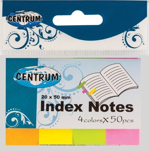 Centrum Zakładki indeksujące papierowe 20x50mm CENTRUM 85385 neon*4 50szt