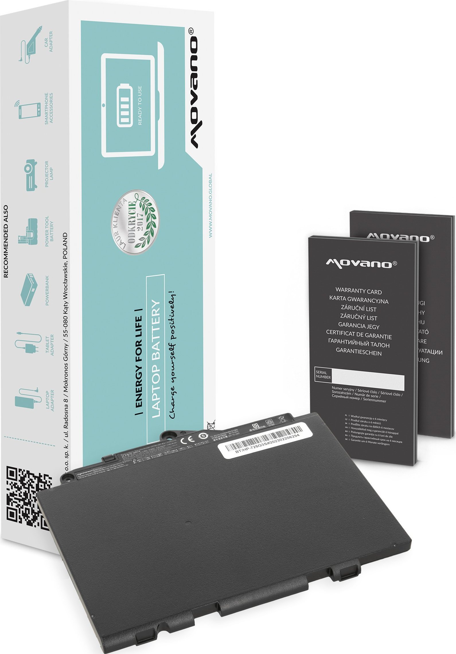 Bateria Movano Bateria SN03XL do HP EliteBook 725 820 G3