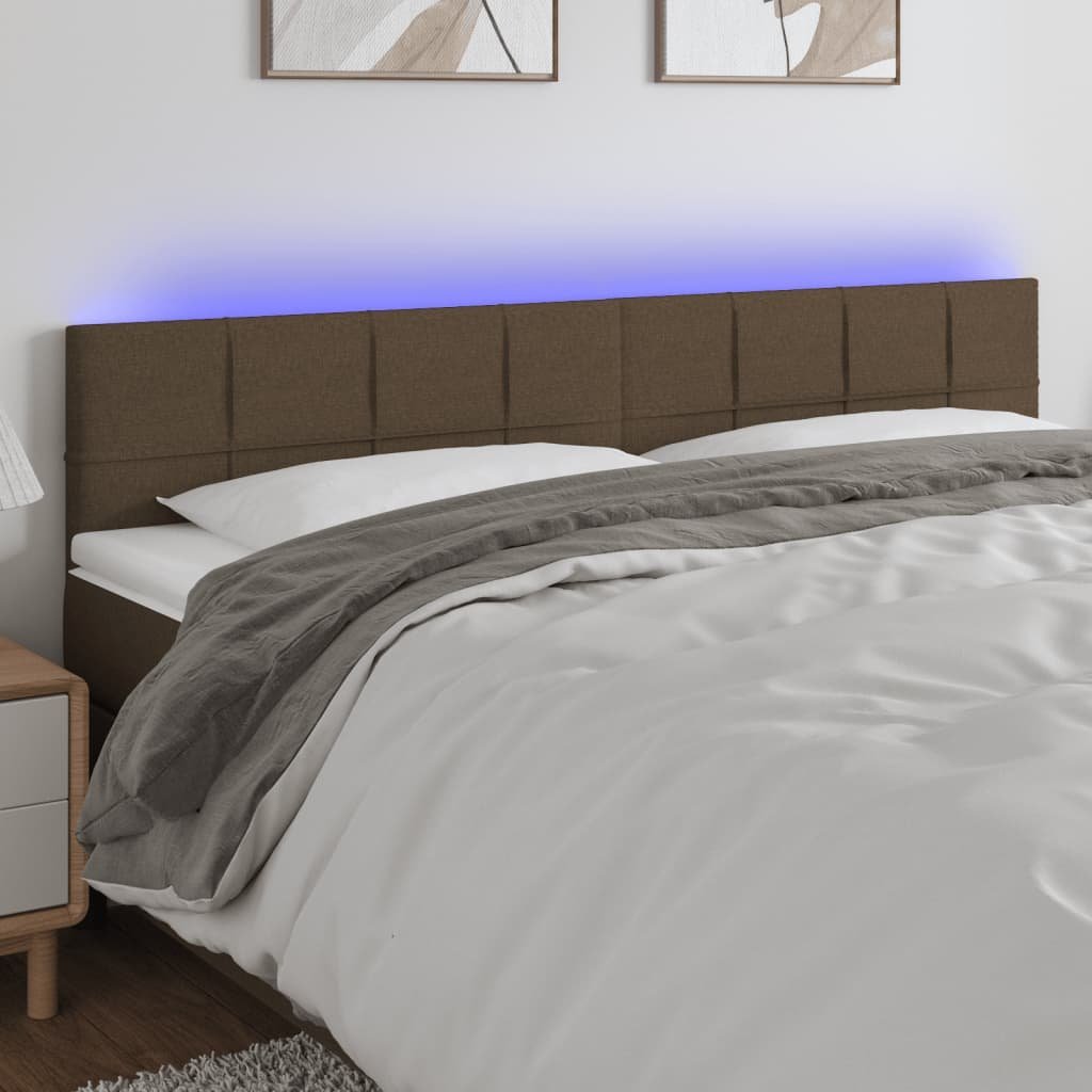 vidaXL vidaXL Zagłówek do łóżka z LED, taupe, 180x5x78/88 cm, tkanina