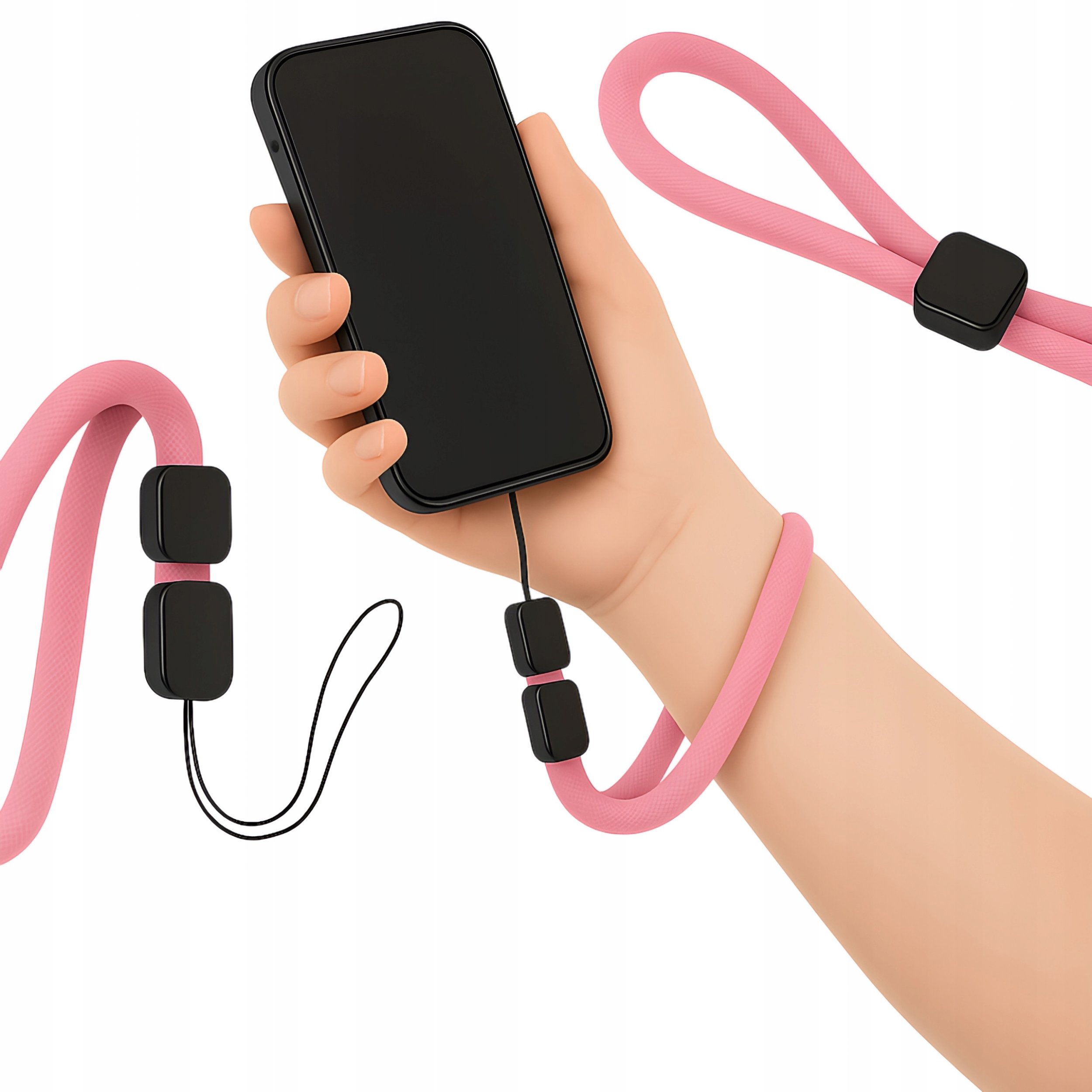 Smycz Do Telefonu Uchwyt Zawieszka Na Nadgarstek Różowa Uniwersalna 22 cm
