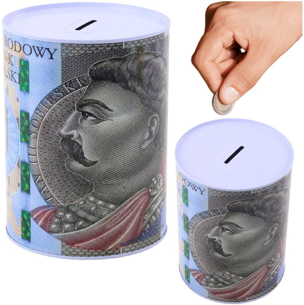 Skarbonka Metalowa Puszka Banknot 500 Złotych 16x12cm