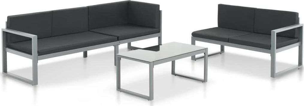 vidaXL 3-częściowy zestaw wypoczynkowy do ogrodu, aluminium, czarny (44448) - 44448
