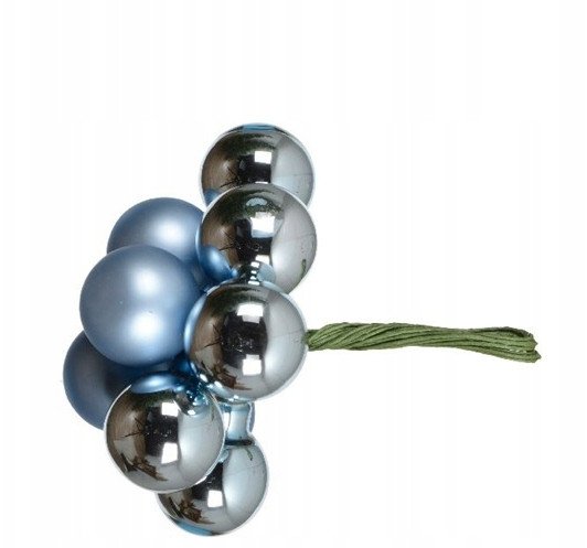 Zestaw 10 wiązek szklanych bombek niebieskie metaliczne 2cm