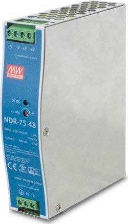 Planet Planet PWR-75-48, Mean Well průmyslový zdroj na DIN lištu, nastavitelný 48-56V DC, 75W