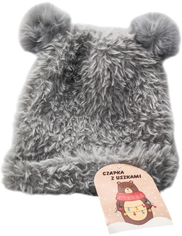 Szara czapka z uszami