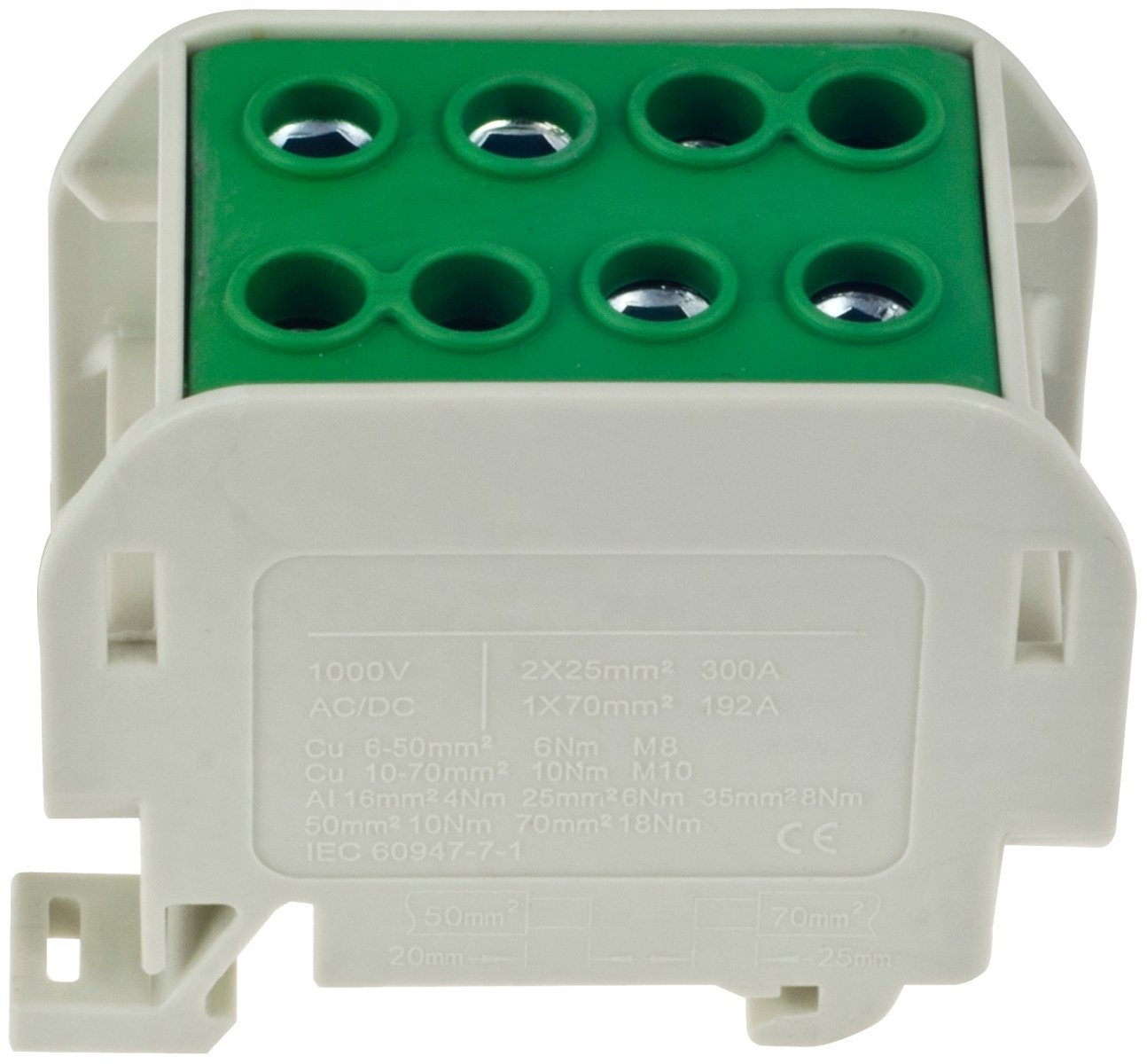 Incobex Złączka szynowa jednobiegunowa zielona ZGX 1x70/2x50 mm2 (Al/Cu) ENE-00522