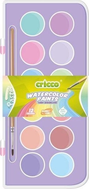 Farby akwarelowe pastelowe 12 kolorów CRICCO