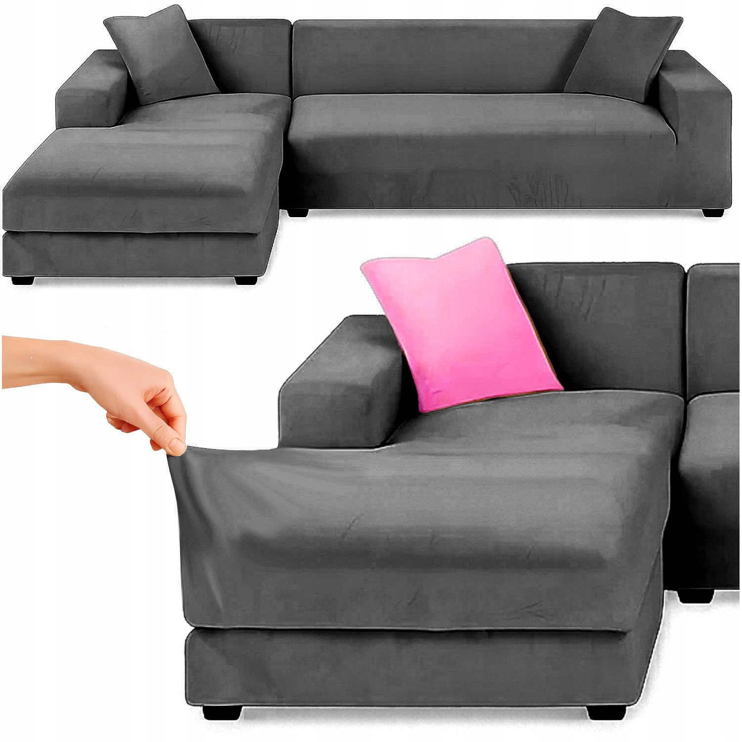 Pokrowiec na kanapę 145-185cm c.szary Ruhhy 26037