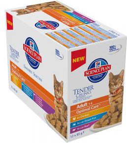 Hills Feline Adult Chicken & Ocean Fish & Beef Optimal Care MULTIPAK saszetka 12x85g