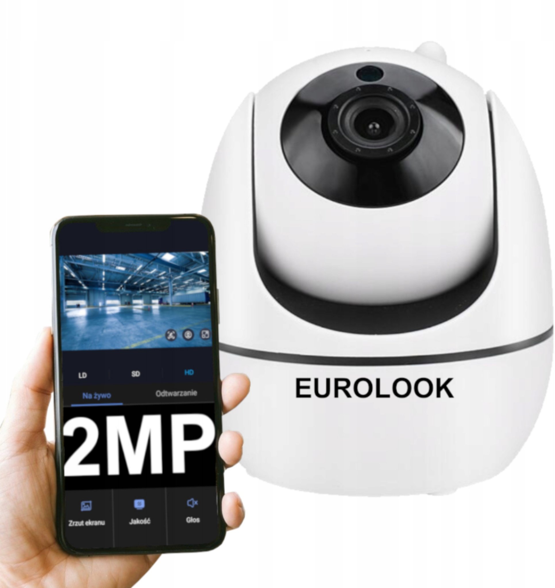 Obrotowa Wewnętrzna Kamera IP WiFi 2Mpx Śledzenie